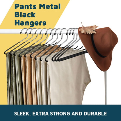 Lifemaster - Juego de 50 Perchas de Metal para Pantalones, Pantalones, Mantas y Jeans con Revestimiento de Goma y diseño Elegante de Extremo Abierto, Color Negro
