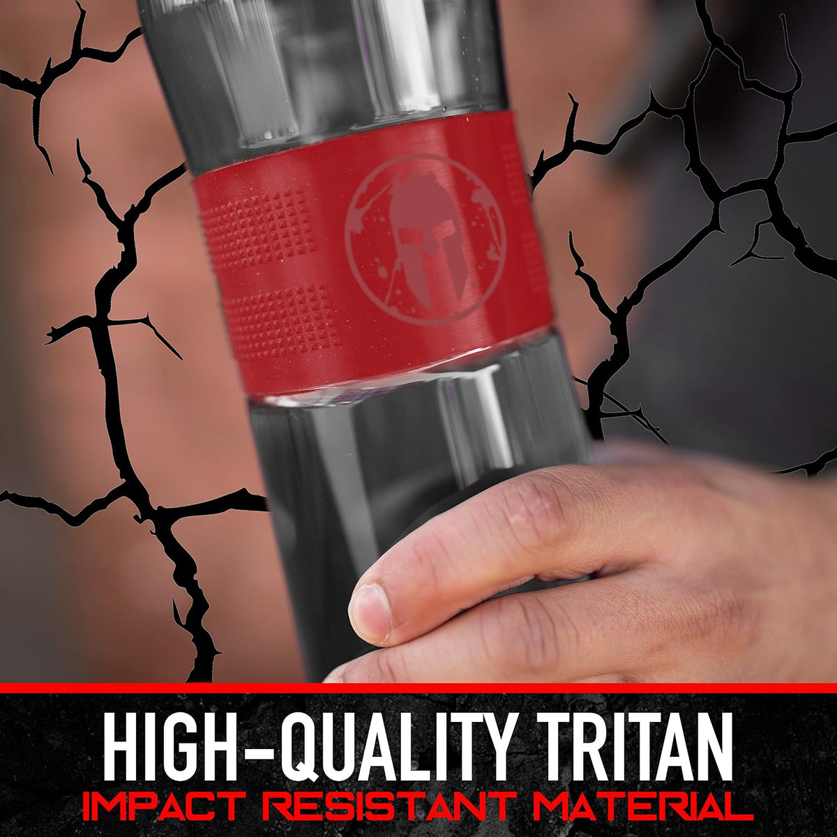 Franklin Sports Spartan OCR Botella de Agua de plástico, 32 onzas, Color Rojo