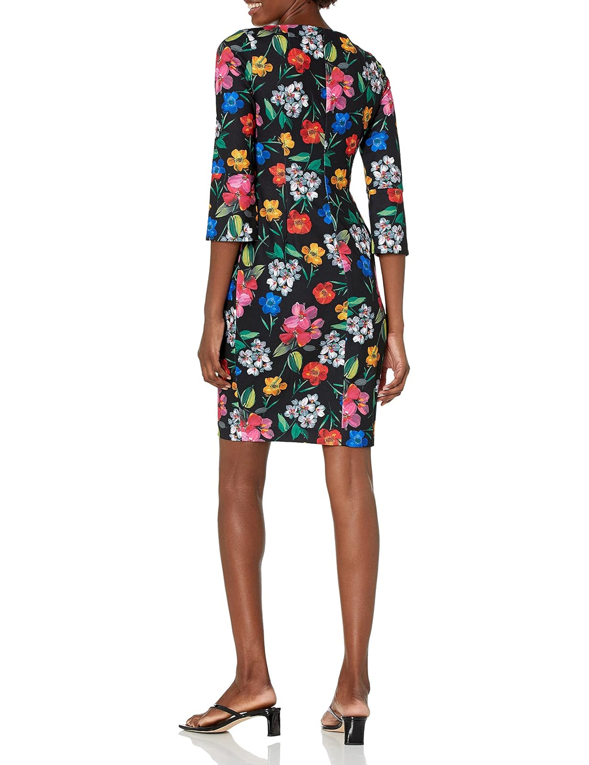 Calvin Klein Sólida Funda de Tres Cuartos de Manga Dividida. Vestido para Mujer