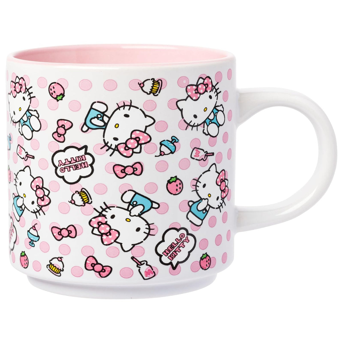 Silver Buffalo Hello Kitty Set de Tazón para Ramen con Palillos, 20 oz - Lunares Hello Kitty