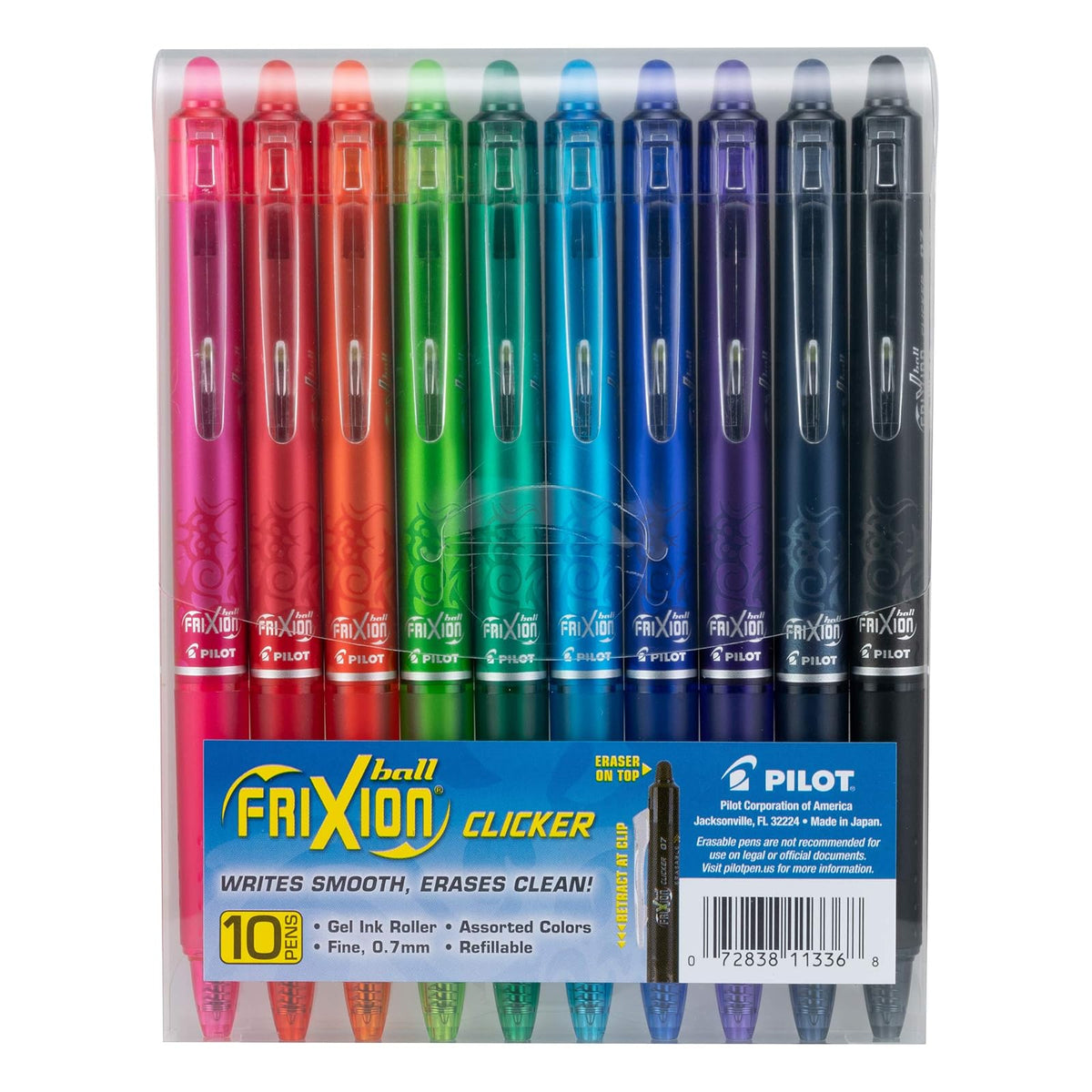 PILOT Frixion Clicker 10 Bolígrafos Surtidos Bolsa - Exclusivo (FXC10001F-P)
