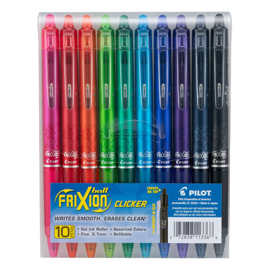 PILOT Frixion Clicker 10 Bolígrafos Surtidos Bolsa - Exclusivo (FXC10001F-P)