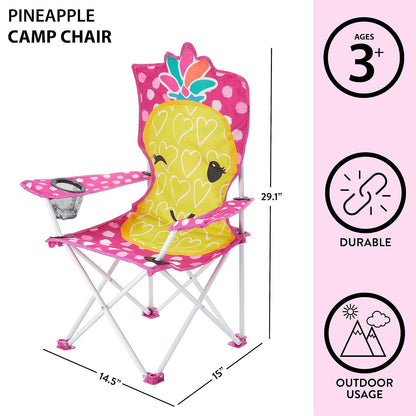 Heritage Kids - Silla Plegable de piña para niños, Silla de Playa para Interiores y Exteriores, con Bolsa de Transporte, Divertido diseño figural, a Partir de 6 años, portátil y Ligero