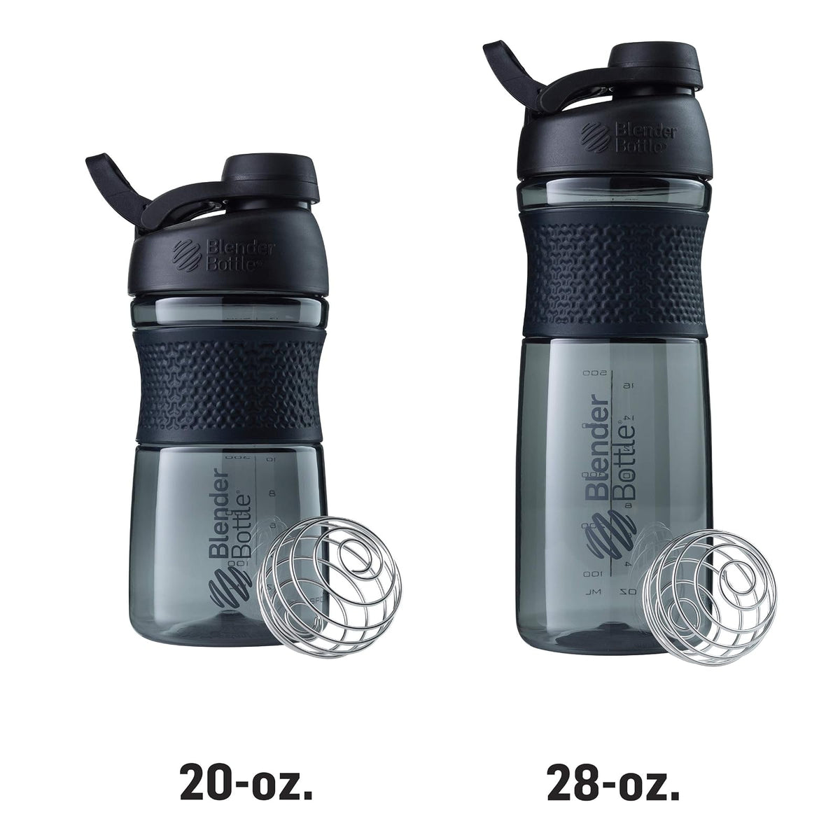 BlenderBottle - Blender Bottle - Botella agitadora SportMixer con tapa giratoria Tritan Grip, 20 onzas, negra