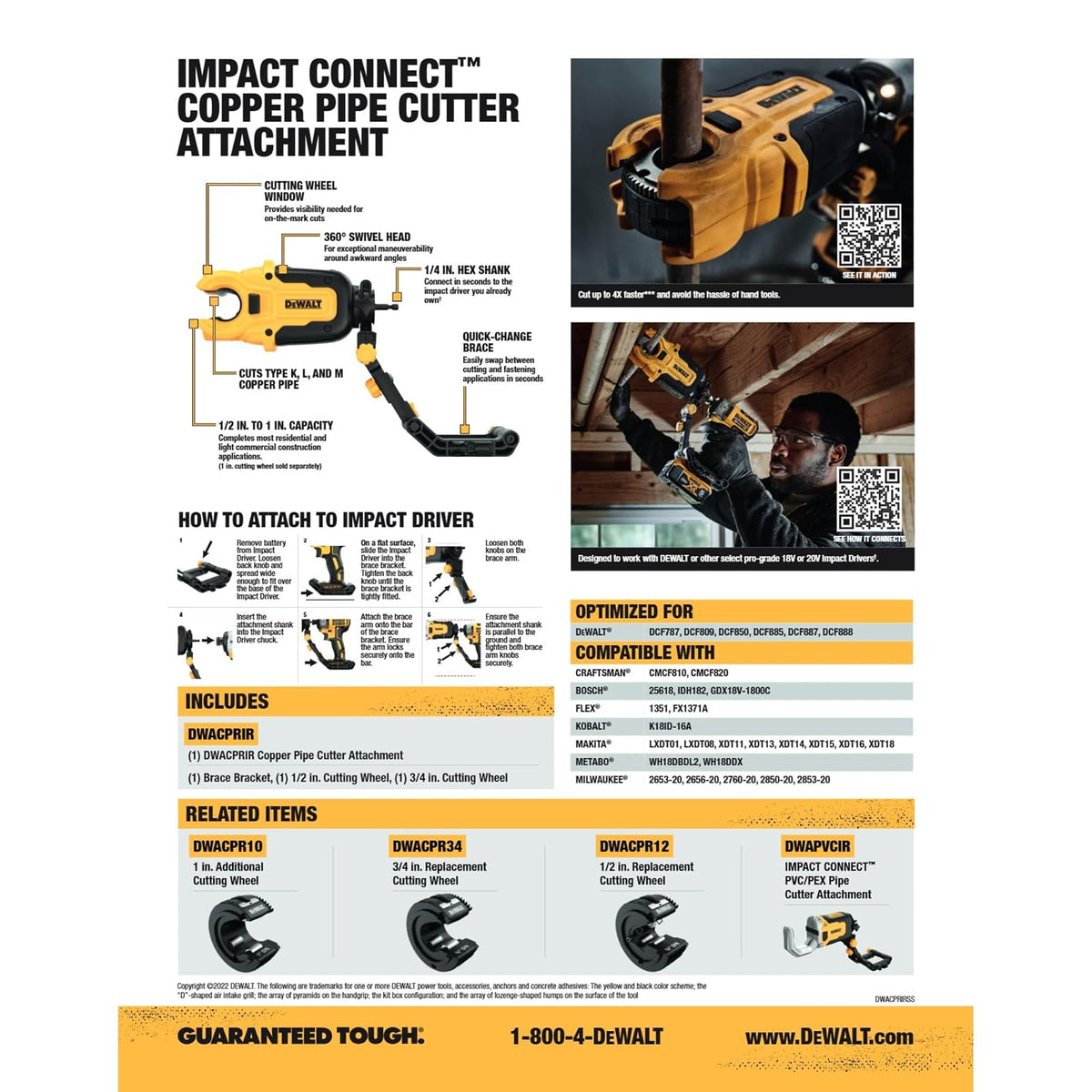 DEWALT Cortador de Tubos de Cobre IMPACT CONNECT™ (DWACPRIR)