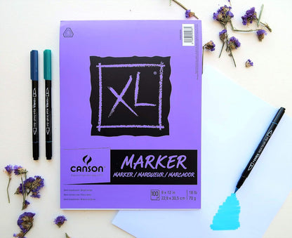 Canson - Bloc de papel marcador de la serie XL, semitranslúcido para bolígrafo, lápiz o marcador, plegable, 18 libras, 9 x 12 pulgadas, blanco, 100 hojas (400023336)