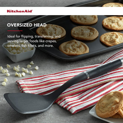 KitchenAid KO001OHOBA Gourmet - Espátula (34 cm), color negro | Negro, cabeza grande de giro, resistente al calor, material nailon con fibra de vidrio