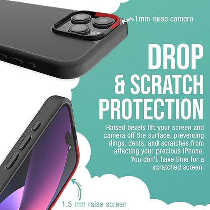 Smartish® - Funda magnética para iPhone 15 Pro Max, compatible con MagSafe [ligera + protectora] Funda de agarre delgada y delgada con forro de microfibra para Apple iPhone 15 Pro Max, color negro Tie