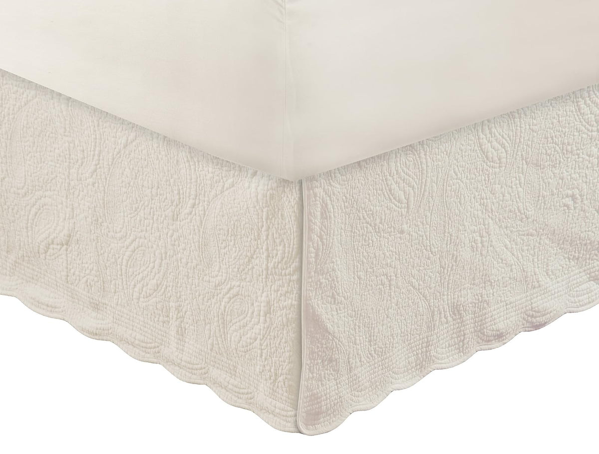Greenland Home Paisley Quilted Bed Skirt, Ivory, King