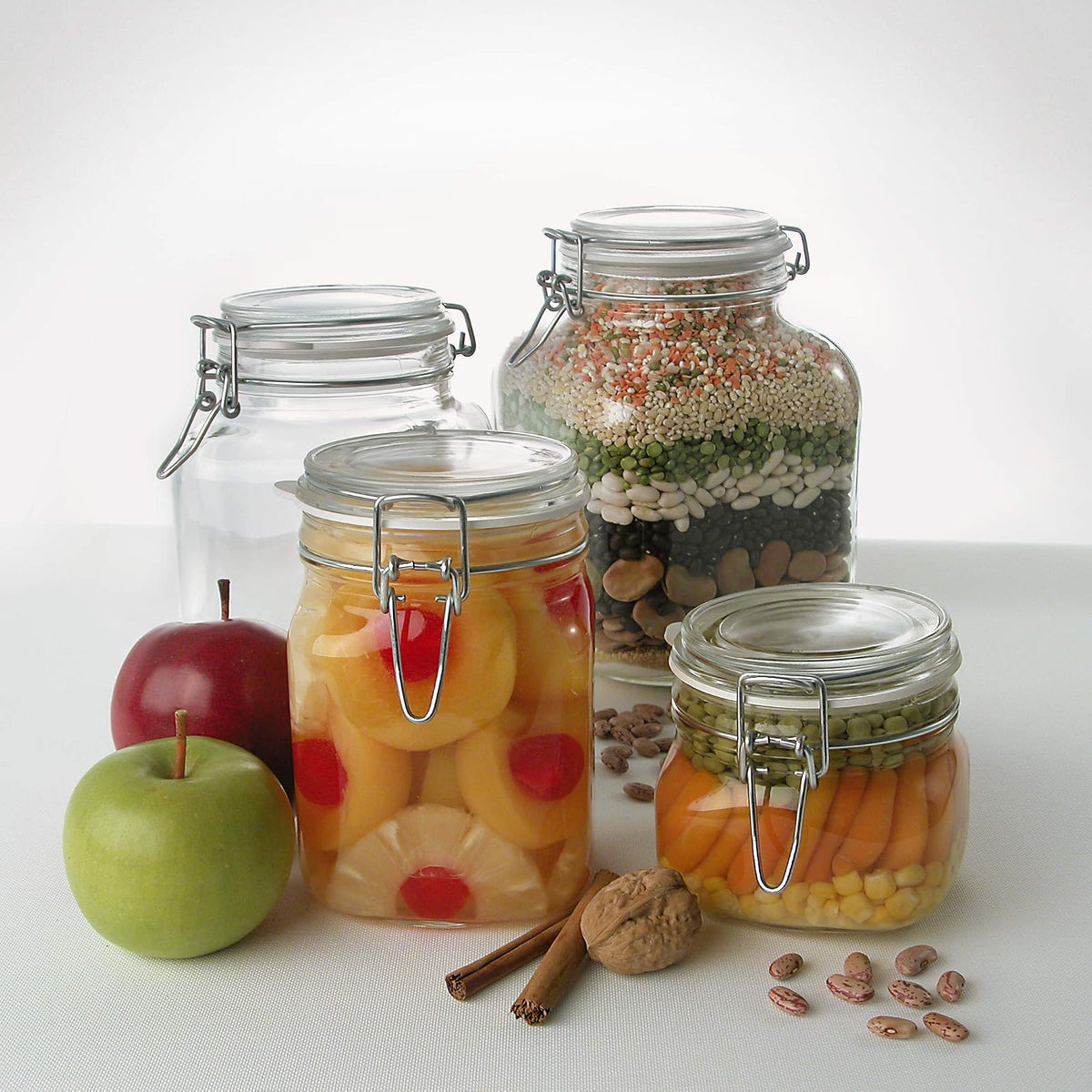 Borgonovo Primizie - Contenedor De Vidrio De 1700 Ml. Cristalería Italiana con Tapa Hermética Recipiente de Almacenamiento Alimentos Para Especias