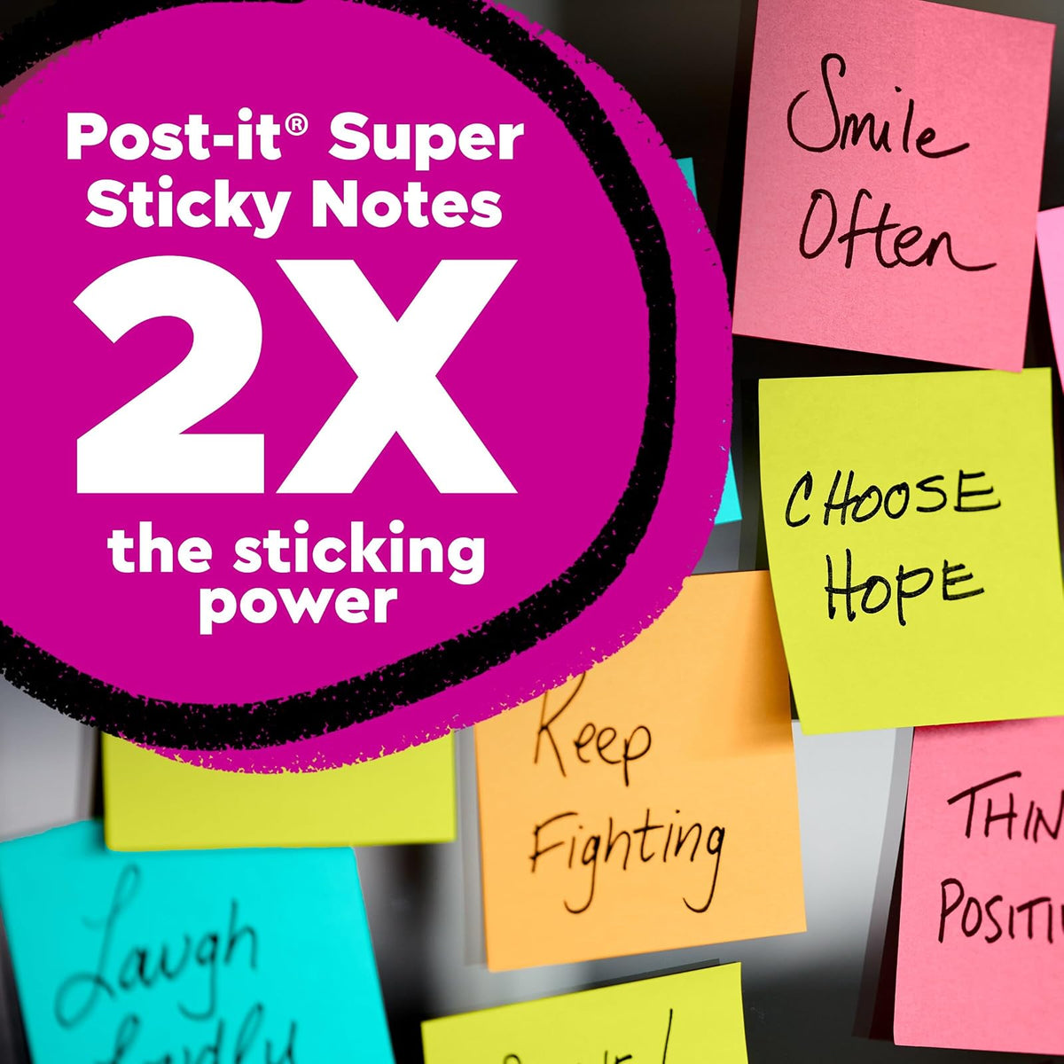 Post-it Super Sticky Notes Notas adhesivas, 7.6 x 7.6 cm, bloc de notas, azul (Mediterranean Blue), 5 Pads