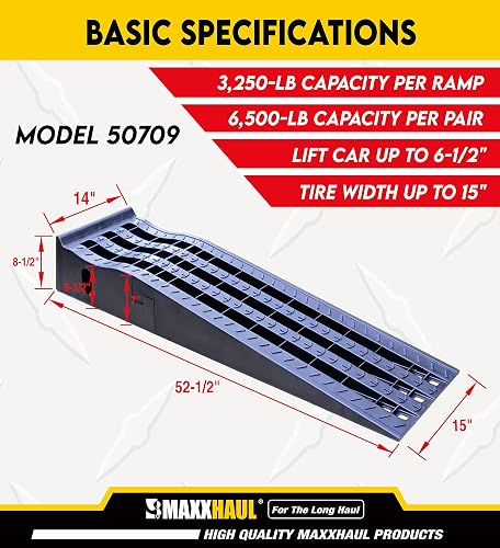 MaxxHaul 50709 Juego de Rampas Desmontables para Automóvil, 2 Piezas, Capacidad Máxima de 3 LB por Rampa
