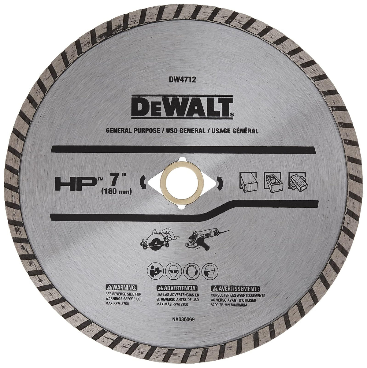 DEWALT - Hoja de diamante para bloque y ladrillo, corte seco/húmedo, borde continuo, 7 pulgadas (DW4712)