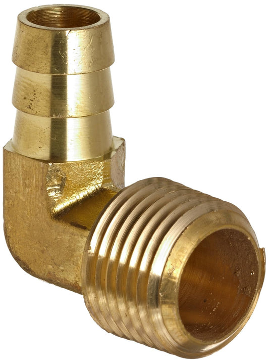 Anderson Metals - Manguera de latón, codo de 90 grados, lengüeta de 1/2 pulgadas x tubo macho de 3/8 pulgadas