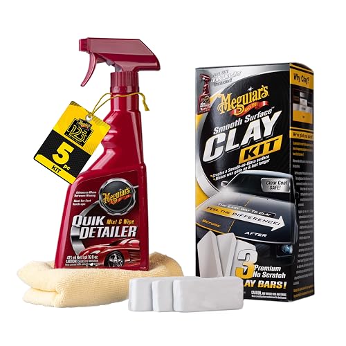 Meguiar's G191700, Smooth Surface Clay Kit, 5 Piezas | Arcilla segura y fácil para un acabado suave como vidrio