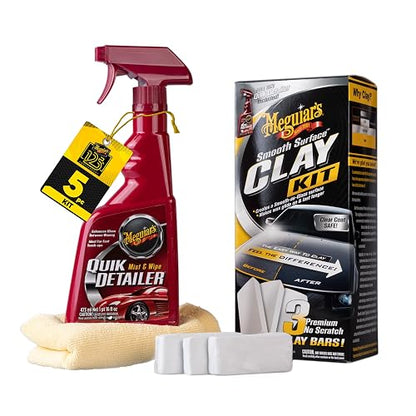 Meguiar's G191700, Smooth Surface Clay Kit, 5 Piezas | Arcilla segura y fácil para un acabado suave como vidrio