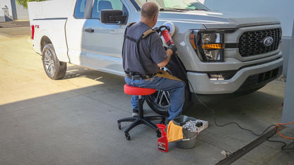Powerbuilt Rolling Shop Taburete con Altura Ajustable, Asiento de Garaje mecánico con Acolchado - 240250, Rojo