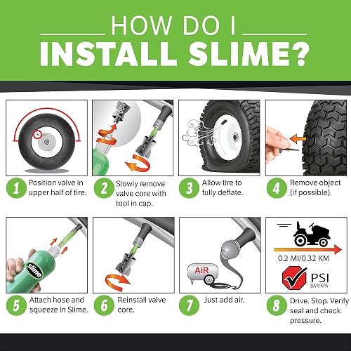 Slime 10011 Sellador de Reparación de Pinchazos de Neumáticos Planos para Vehículos de Carretera Automóviles y Remolques No Tóxico Ecológico 473ml