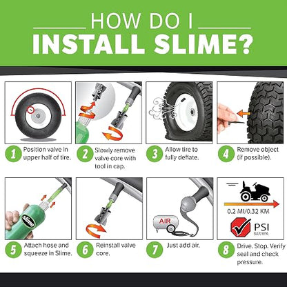 Slime 10011 Sellador de Reparación de Pinchazos de Neumáticos Planos para Vehículos de Carretera Automóviles y Remolques No Tóxico Ecológico 473ml