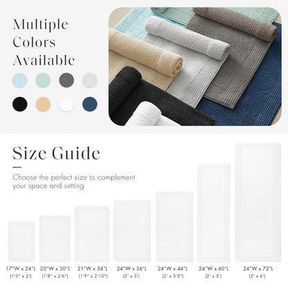 Madison Park Signature Splendor Reversible 100% Cotton Tufted Bathroom Rug-3000 gsm Hotel Quality Luxurious Plush High Pile Bath Mat Absorbent, Quick Dry, Shower Room Décor, 21x34, White