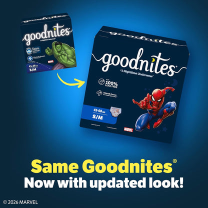 GoodNites Bedtime Underwear for Boys, S-M, 14 Ct. (Packaging May Vary)