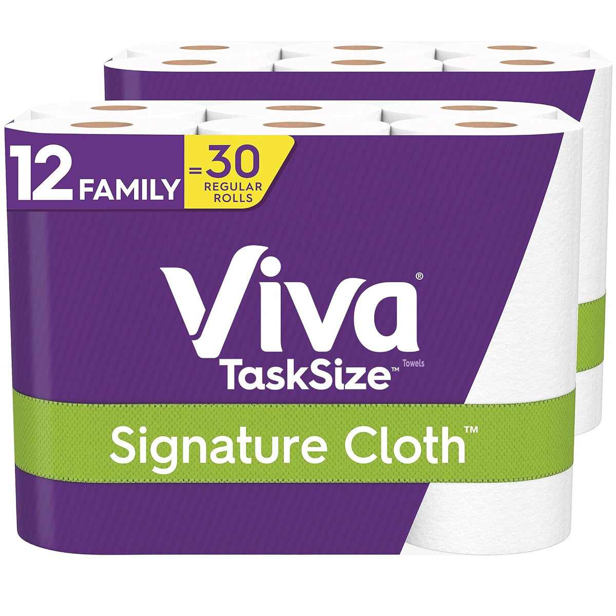 Viva Signature Cloth TaskSize Paper Towels, Soft & Strong Kitchen Paper Towels, White, 12 Family Rolls (143 sheets per roll)