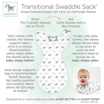 Amazing Baby Saco de Transición para Bebé Mangas Medias Pequeño 6-14 Libras