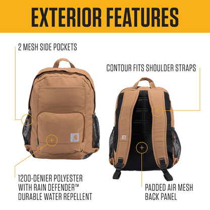 Carhartt - Mochila de 23 litros con un solo compartimento, paquete duradero con funda para portátil y base resistente a la abrasión Duravax, mochila de 23 litros (negro)
