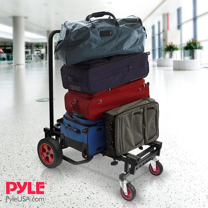 Pyle Carro de Mano 8 en 1 Ajustable Profesional, Capacidad de 150kg, Carro de Plataforma Plegable y Ligero, Ideal para Equipaje, Mudanzas, Almacenes y Envíos, Se Extiende de 64 cm a 101 cm