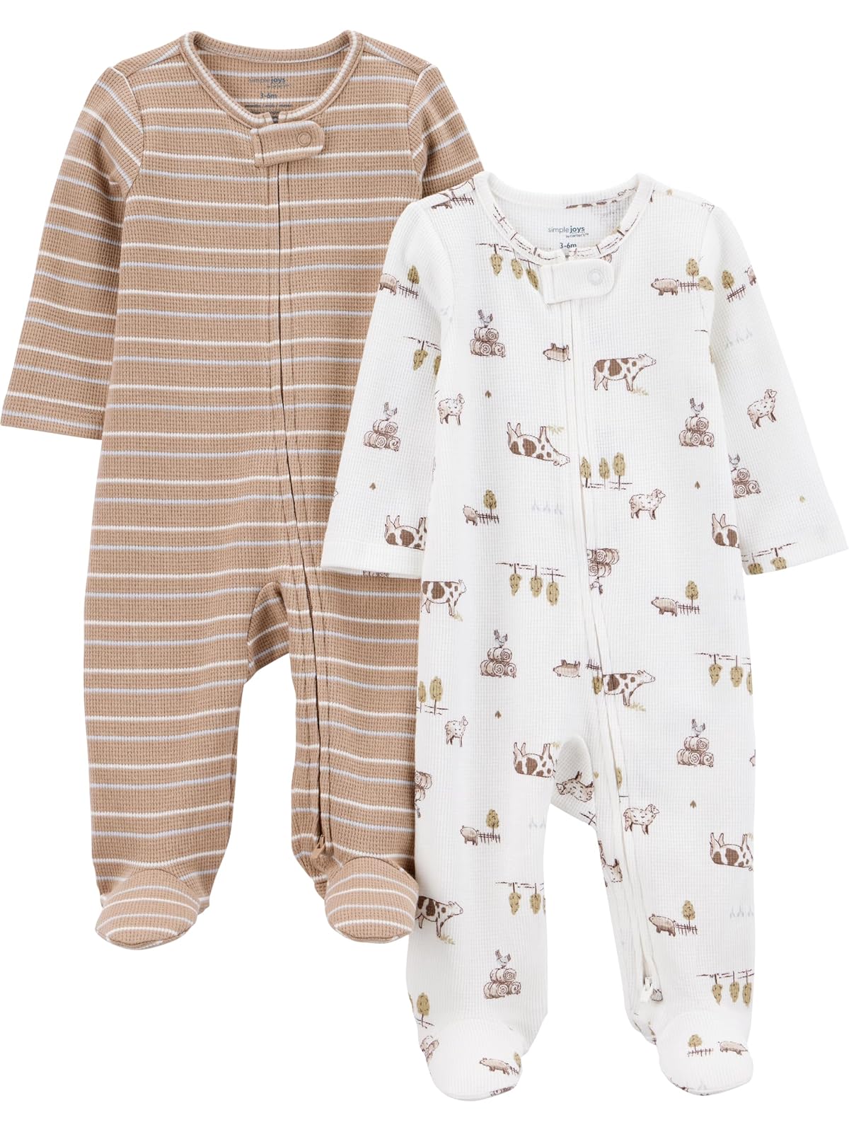 Simple Joys by Carter's 2-Way Zip Thermal Footed Sleep and Play, Pack of 2 Dormir y Jugar Unisex bebé