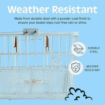 Bicycles Detachable Steel Half-Mesh Apollo Bike Basket with Built-in Handles, Weather-Resistant Steel and Integrated Hooks for Easy Assembly to Front Handlebar