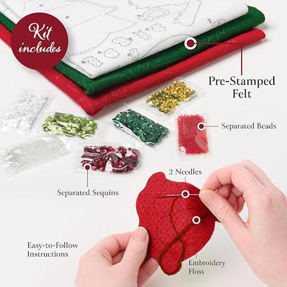 Bucilla - Apliques de fieltro para hacer medias de 18 pulgadas, belén de Navidad, perfecto para manualidades y manualidades, 89531E, blanco