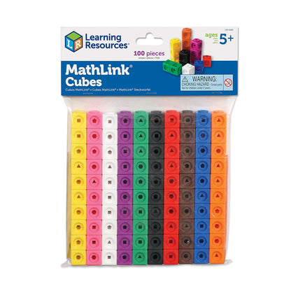 Learning Resources MathLink Cubes, Set de 100 | Cubos Interconectables para Niños, Cubos para Contar, Material Didáctico de Matemáticas, Material para Maestros