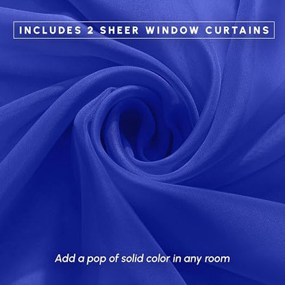 Elegant Comfort - Panel Transparente de 2 Piezas con Bolsillo para Barra de 2 Pulgadas, Cortinas de Ventana de 40 Pulgadas de Ancho x 84 Pulgadas de Largo, Azul neón
