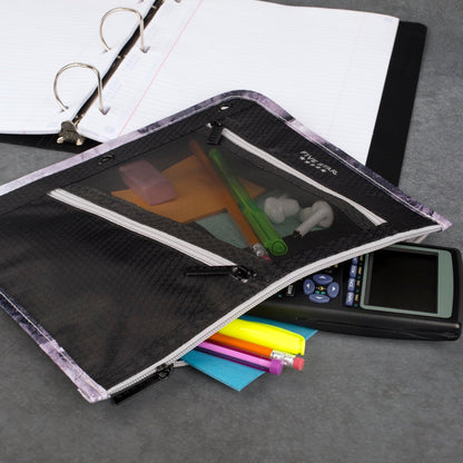 Five Star - Estuche para lápices, estuche para bolígrafos, bolsa con cierre de 3 bolsillos, se adapta a carpetas de 3 anillas, organizador de almacenamiento para suministros de aula, auriculares