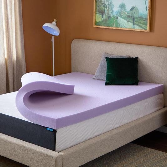 Lucid - Colchoneta de Memory Foam con Infusión de Lavanda - Sobrecolchón Ventilado de 10 cm - Topper para Colchón Refrescante - Sensación Suave y Acolchada - Alivia Puntos de Presión - Queen