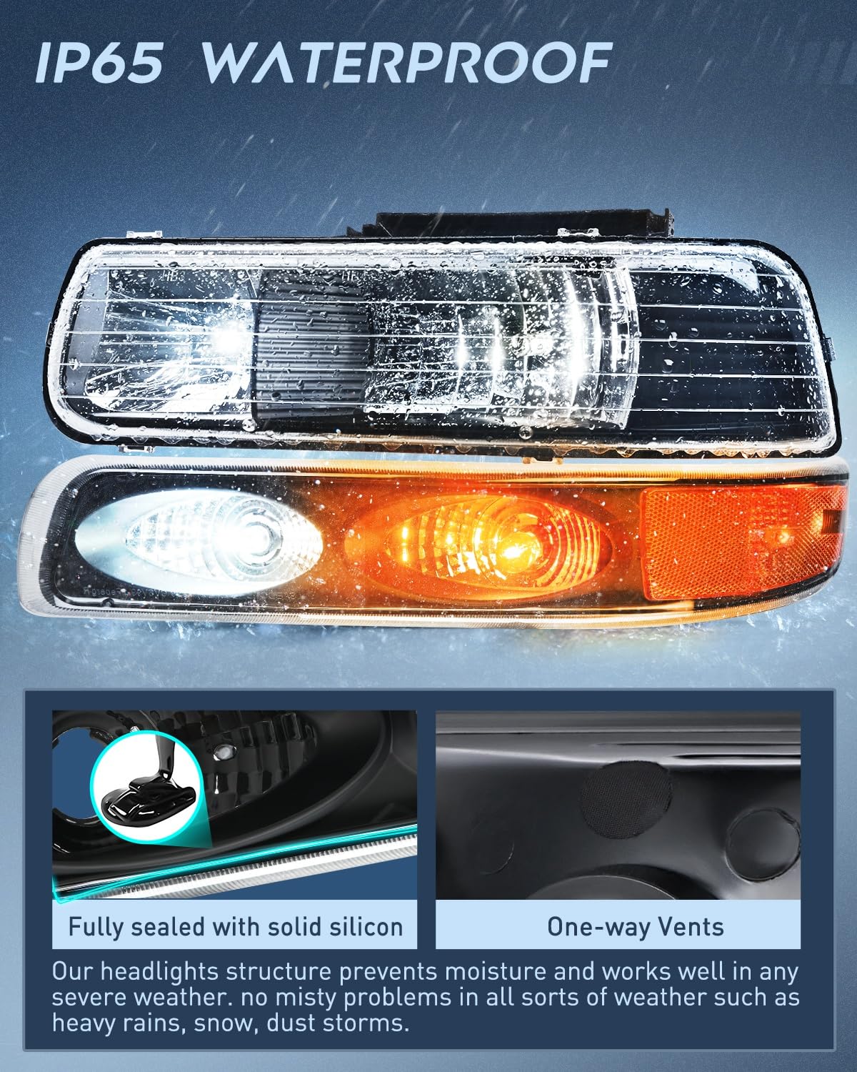 Faros delanteros Nilight 1999 2000 2001 2002 Silverado 2000 2001 2002 2003 2004 2005 2006 Suburban faros delanteros, 2001 2002 2003 2004 2005 2006 Tahoe Faro negro ámbar. Paquete de 4