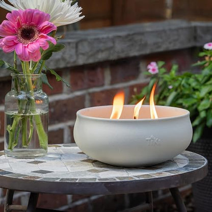 TIKI - Juego de 2 velas de citronela, tazón de cera blanca de 7 pulgadas con acabado de hormigón, velas decorativas al aire última intervensión para patio, terraza, jardín, patio trasero y camping