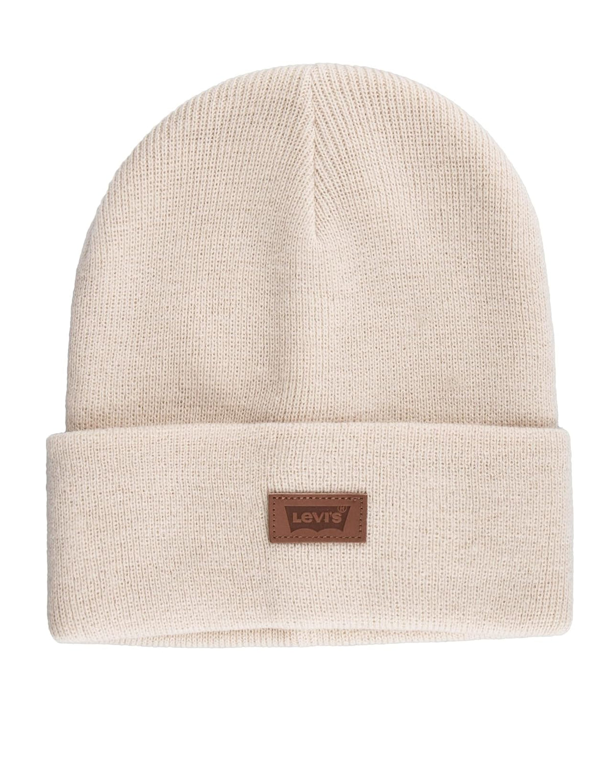 Levi'S All Season Comfy Leather Logo Patch Cuffed Hero Beanie Hat BoinaUnisex Adulto - Talla Única - Color crema