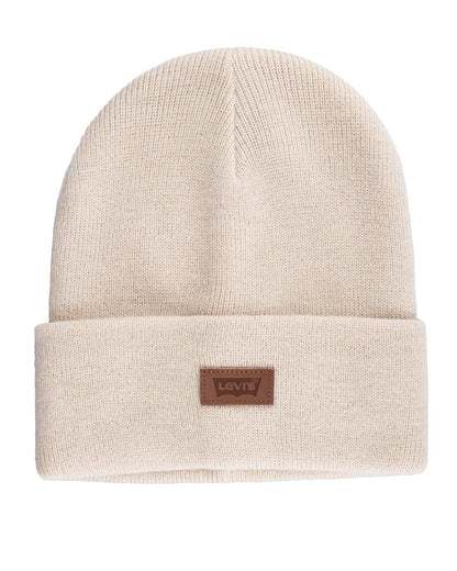 Levi'S All Season Comfy Leather Logo Patch Cuffed Hero Beanie Hat BoinaUnisex Adulto - Talla Única - Color crema