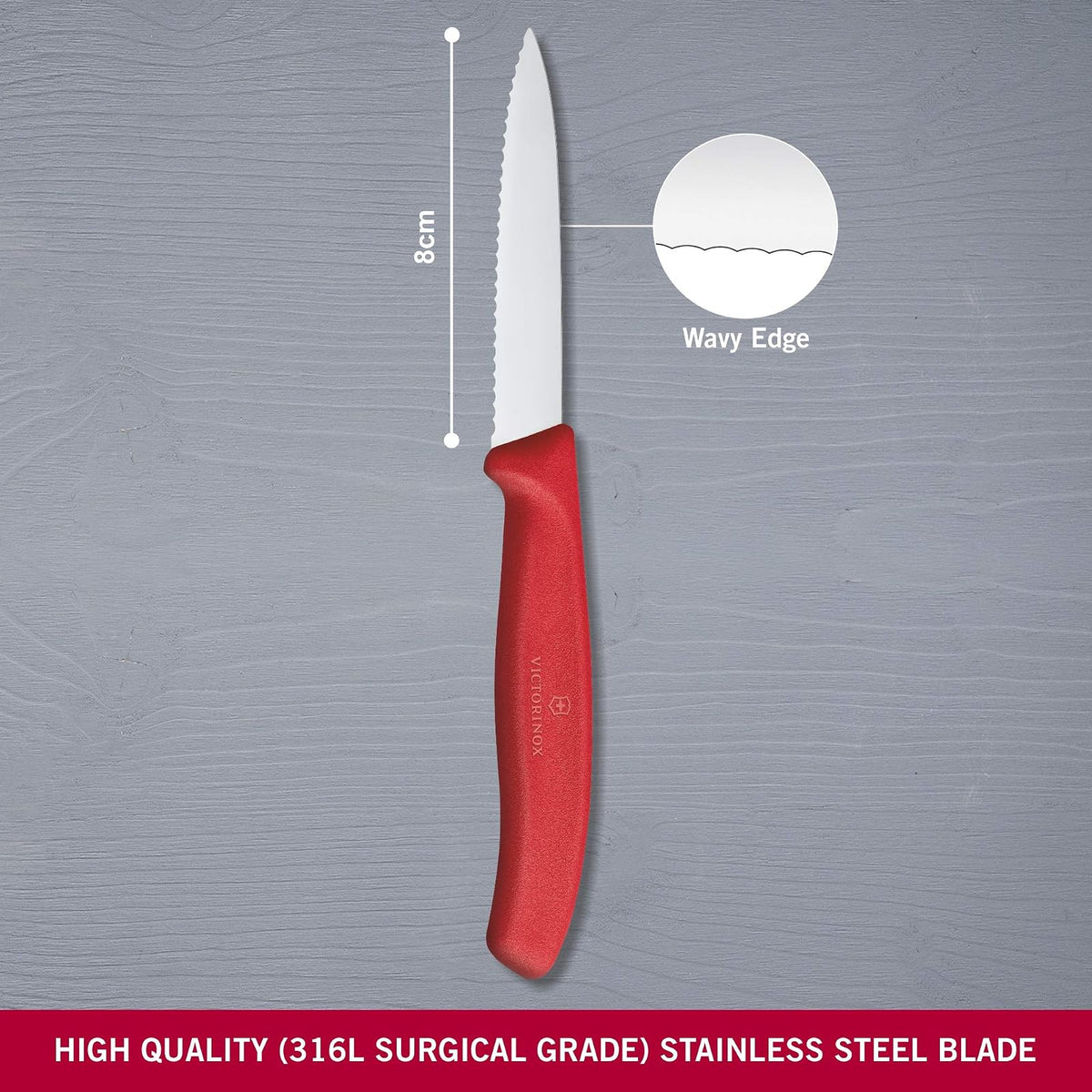 Victorinox Cuchillo para Verduras, Rojo, 8 Centímetros