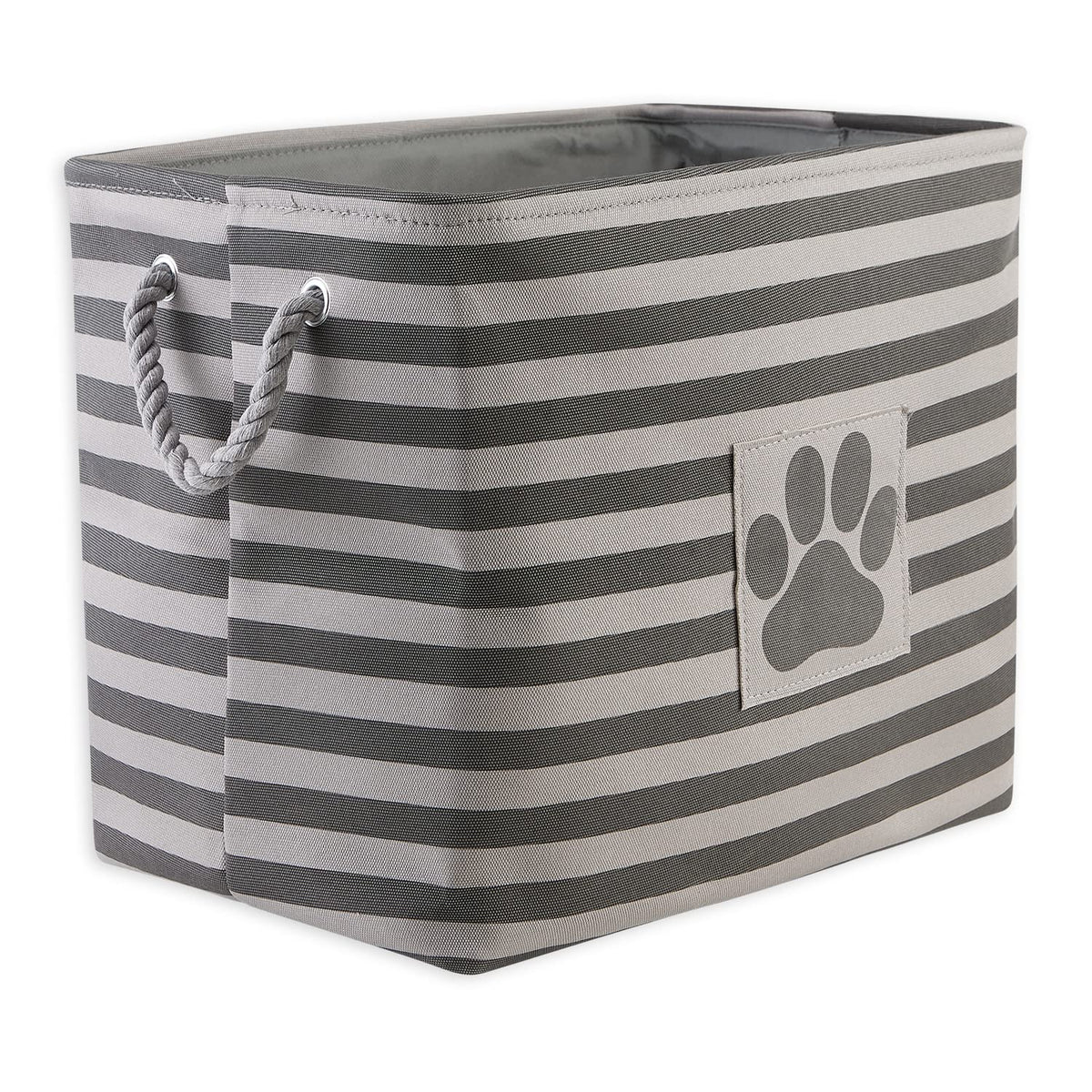 DII Bone Dry Pet Toy and Accessory Storage Basket for Home Décor & Everyday Use, gris (Rectangle Striped Gris)