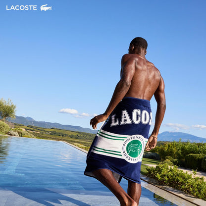 Lacoste Toalla de Playa Grande 100% algodón, Ultra Absorbente y de Secado rápido, Lavable a máquina, cocodrilo a Rayas, 36 Pulgadas de Ancho x 72 Pulgadas de Largo