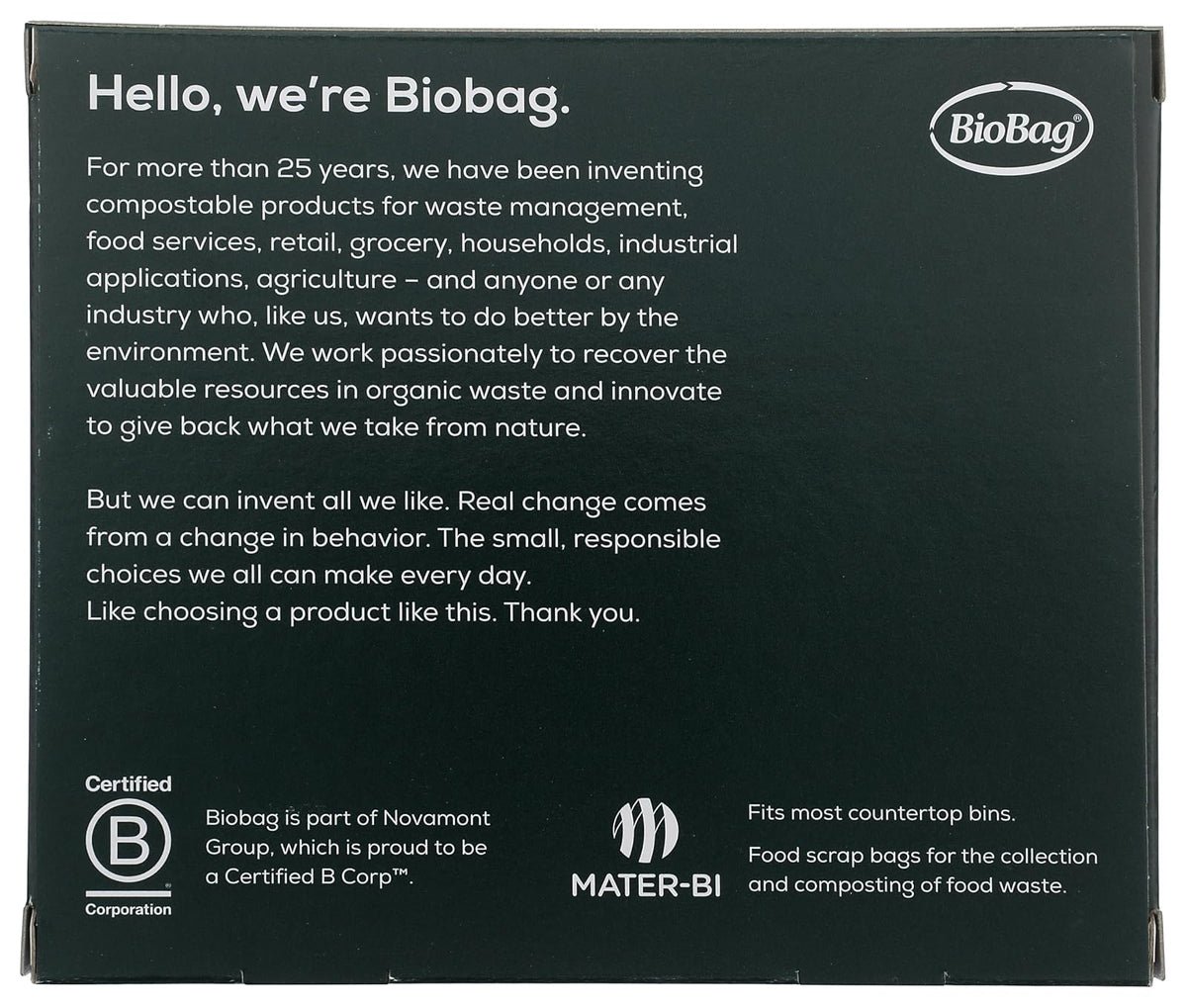 BioBag, The Original Compostable Bag, Kitchen Food Scrap Bags, ASTMD6400 Certified 100% Compostable Bags, Biodegradable Products Institute & VINCOTTE OK HOME Certified, Non GMO, 3 Gallon, 300 Count