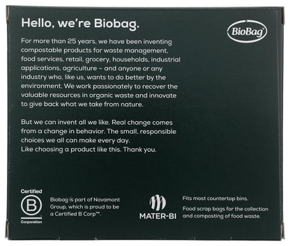 BioBag, The Original Compostable Bag, Kitchen Food Scrap Bags, ASTMD6400 Certified 100% Compostable Bags, Biodegradable Products Institute & VINCOTTE OK HOME Certified, Non GMO, 3 Gallon, 300 Count