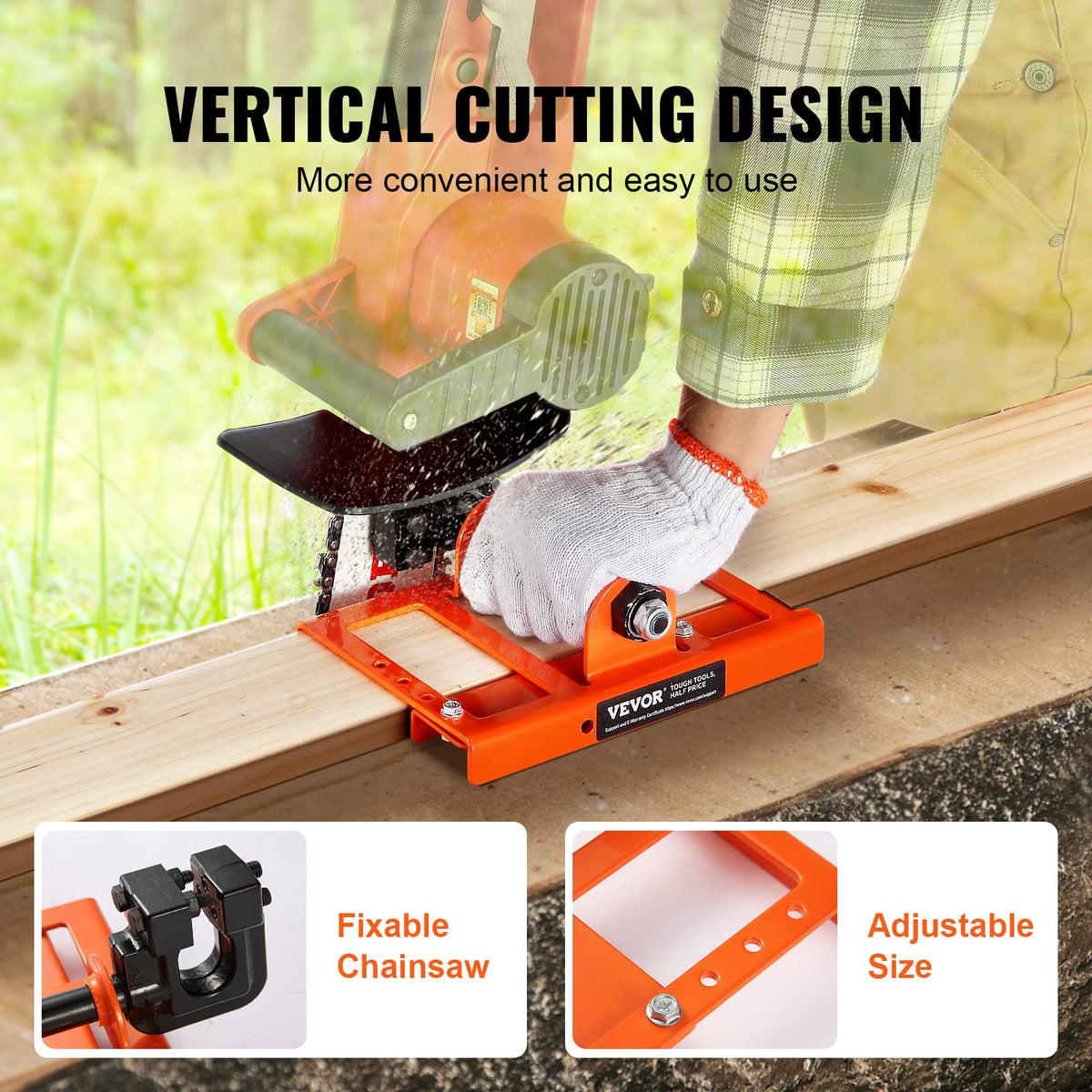 VEVOR - Molino de motosierra, guía de corte vertical de madera con ancho de corte de 2 a 6 pulgadas, accesorio de motosierra portátil de hierro fundido, accesorio de fresado de madera ligero para constructores y carpinteros