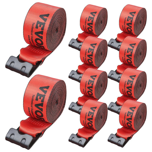 VEVOR - Correas para camión, 4 x 30 pies, Amarre Resistente con Ganchos Planos de 18 Libras, Resistencia a la Rotura, WLL# 6000 Libras, Correas de Carga amarradas para Camas Planas, Camiones,