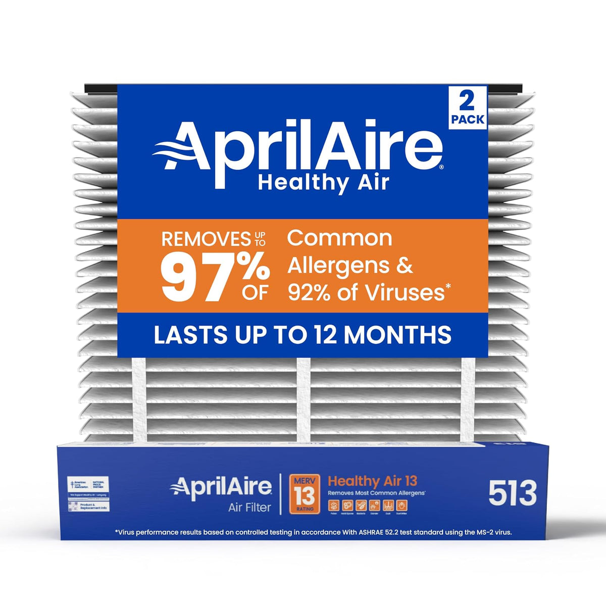 AprilAire 513 - Filtro de repuesto para purificadores de aire AprilAire para toda la casa, MERV 13, alergia saludable en el hogar, filtro de aire de 31 x 28 x 4 (paquete de 2)