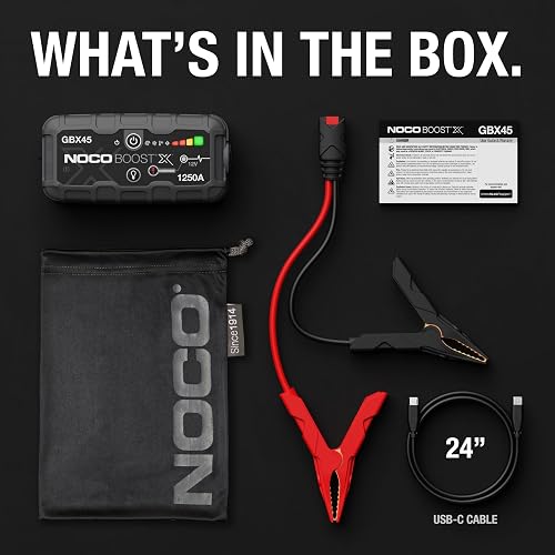 NOCO Boost X GBX45: Arrancador de batería de Auto 1250A – Booster de Litio portátil 12V, Power Bank y Cables para Pasar Corriente – para Motores de Gasolina hasta 6.5L y diésel hasta 4.0L