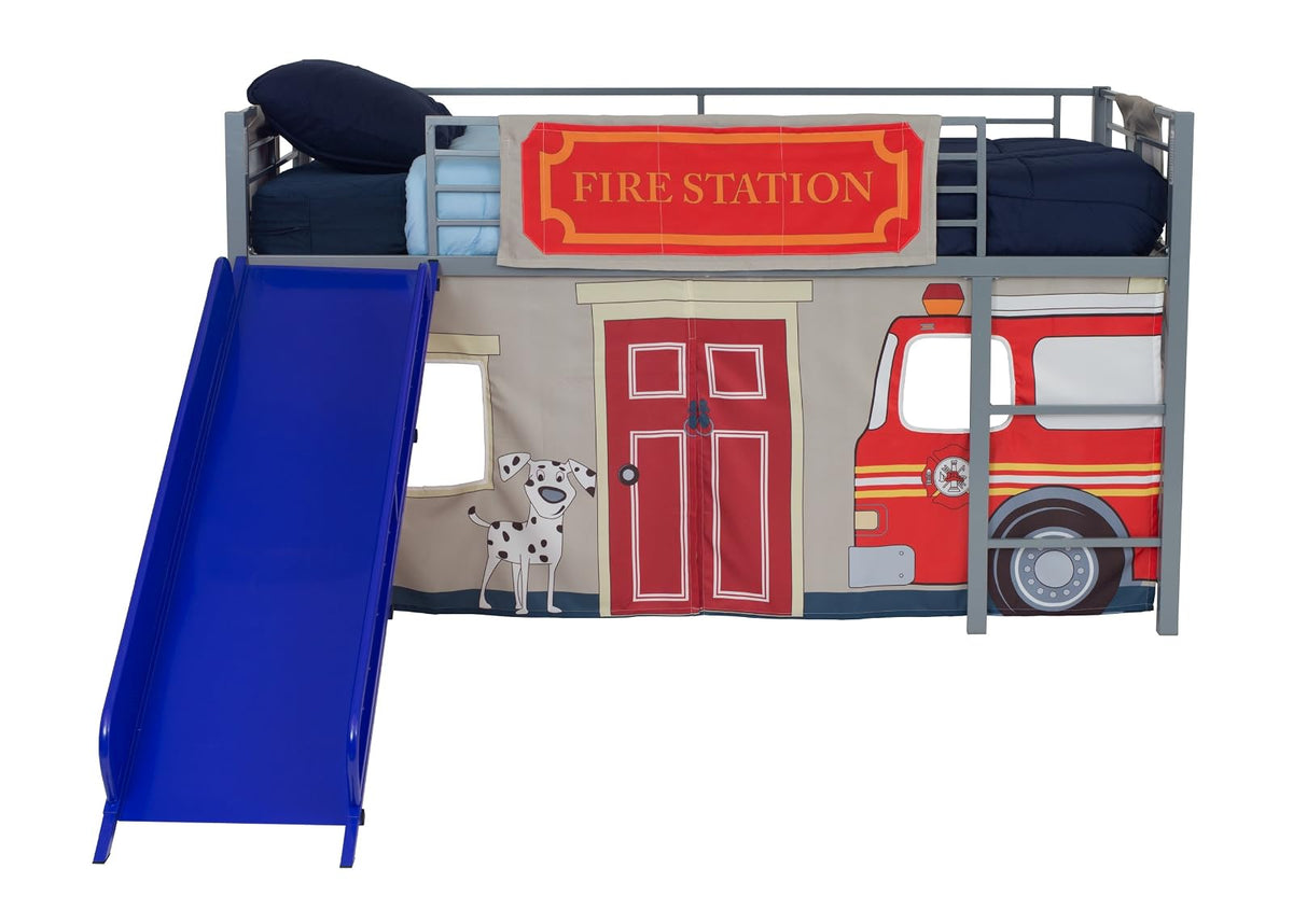 DHP - Juego de Cortinas de diseño del Departamento de Bomberos para Cama Junior Loft, Muebles para niños, Color Azul